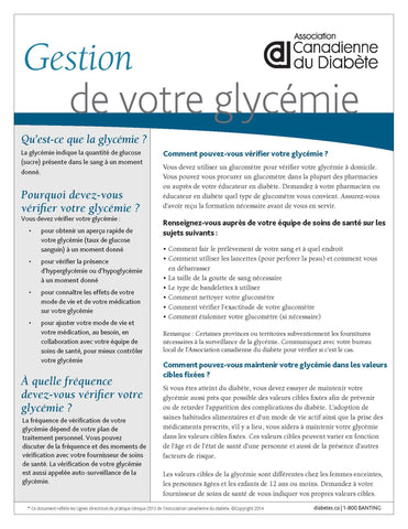 Gestion de votre glycémie